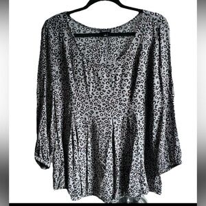 Torrid Gray and Black Leopard Print Blouse